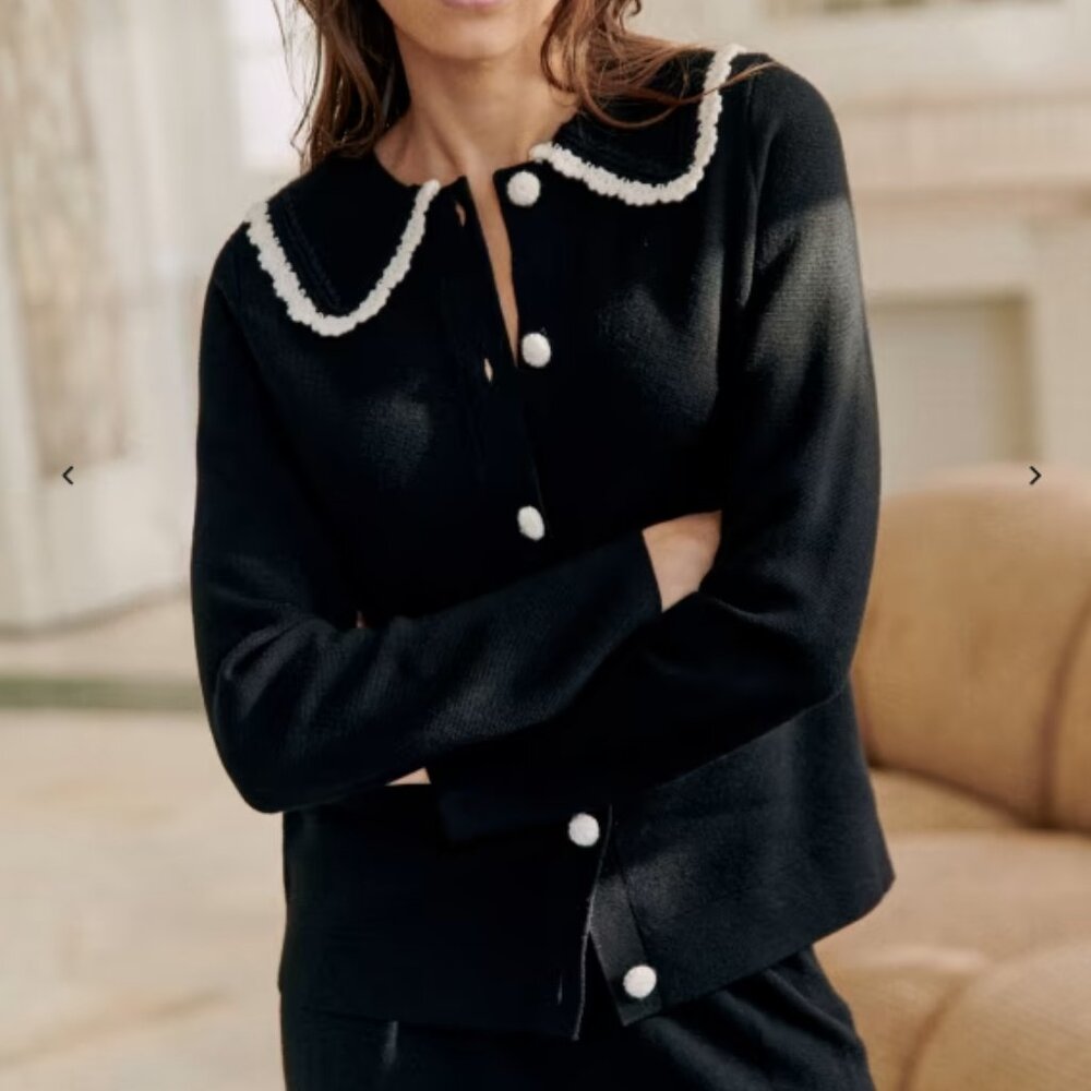 SEZANE - Bettany Cardigan Black/ Ecru - Size S